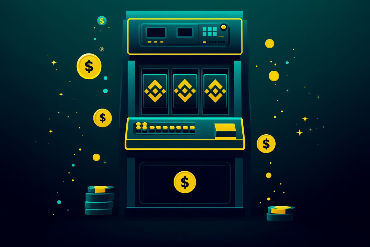 Binance coin logos on a slot machine