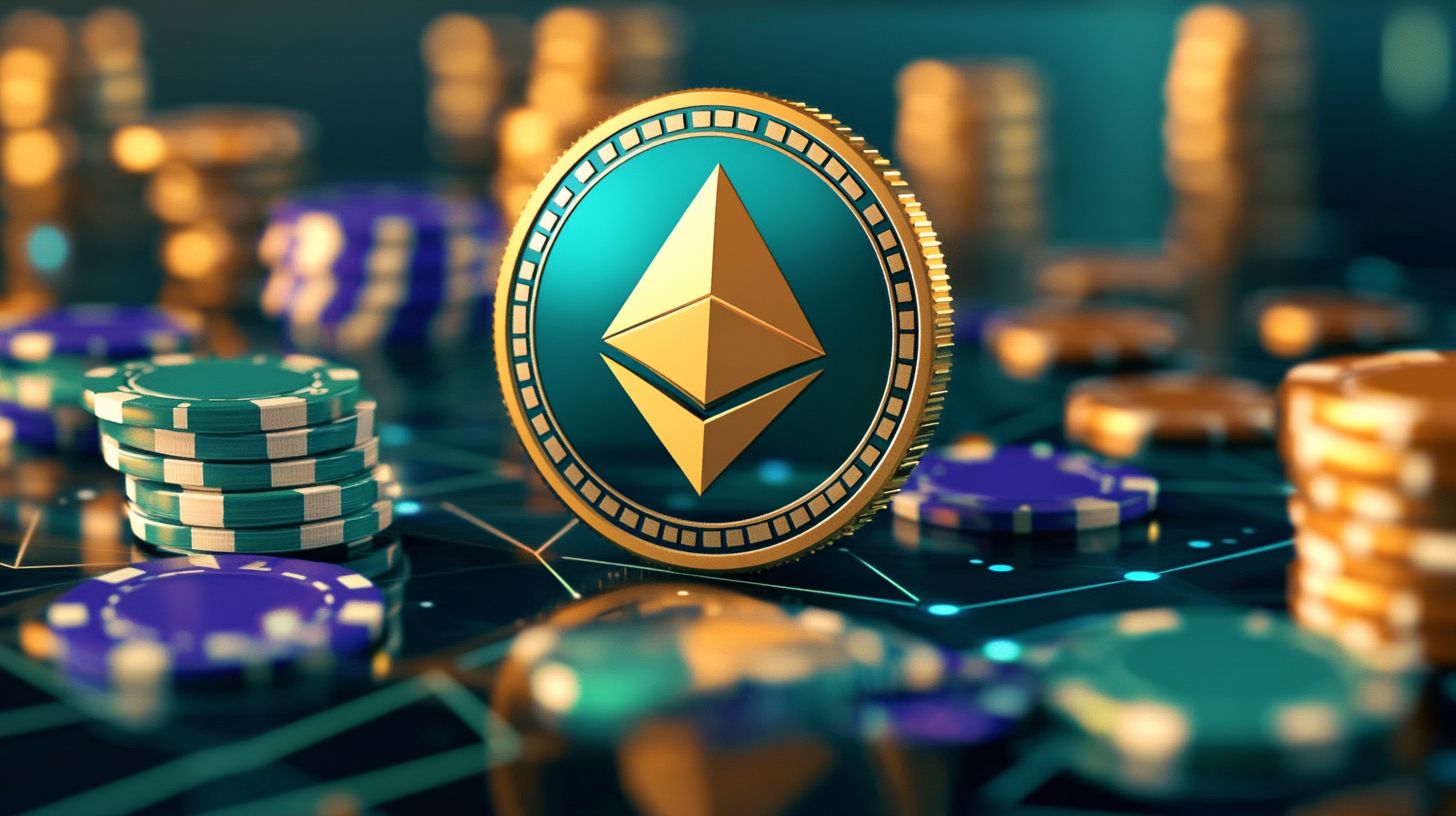 Casino chip with an ethereum logo